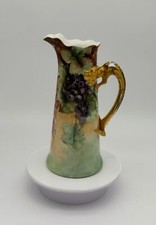 Stunning J.P.L. France Hand-Painted Tankard with Dragon Handle – Grapes Design