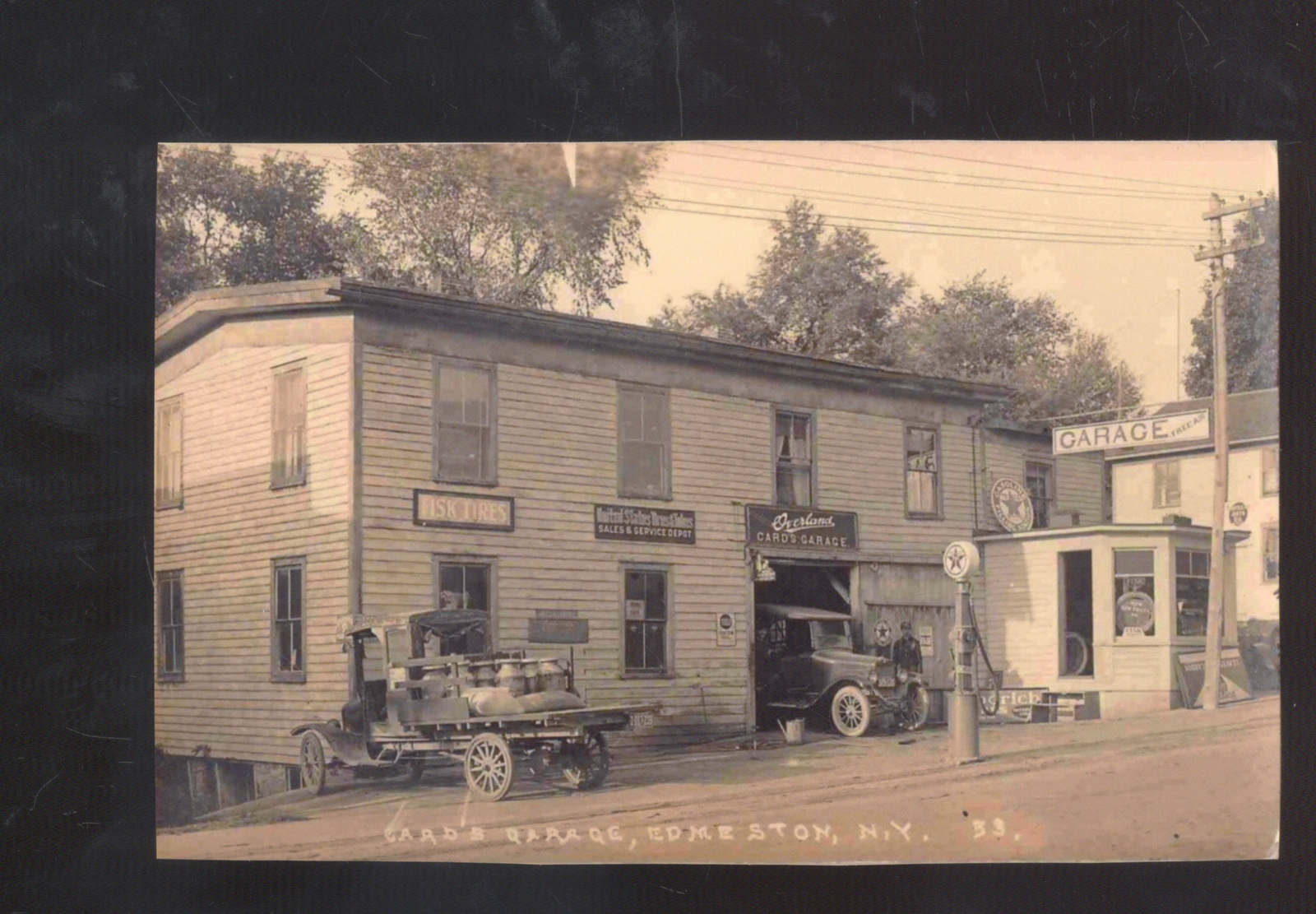 REAL PHOTO EDMESTON NEW YORK CARDS GARAGE MECHANIC OLD CARS POSTCARD