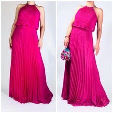 Women's Aqua Dresses Plisse Pleated Dress Maxi Flowy M Fuchsia Pink