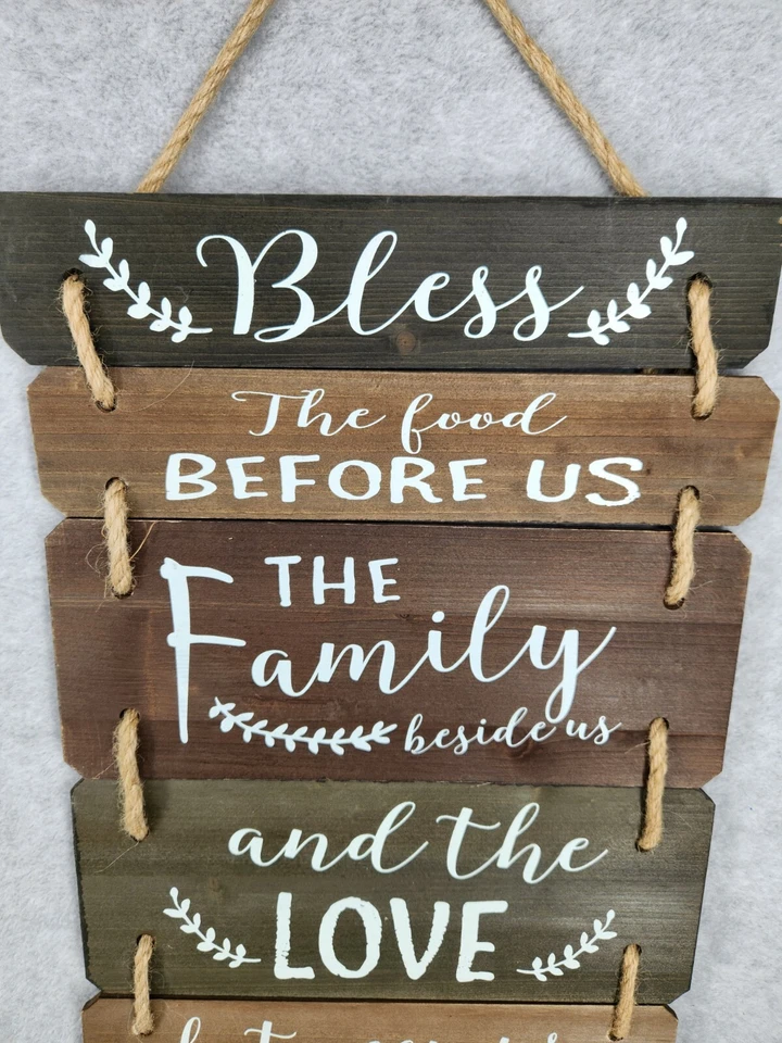 Bless The Food Before Us Sign Farmhouse Kitchen Wall Decor Rustic Dining - Image 2 of 4