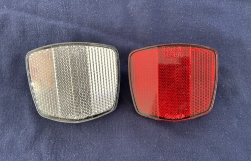 Vintage Cateye Reflectors RR-270 BZ Set Pair Red White Front Rear 80s Cat Eye