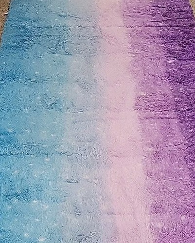 Plüsch Shaggy Kunstfell Teppiche Regenbogen Batik flauschige Fläche 6x9' Fuß blau lila - Bild 2 von 4