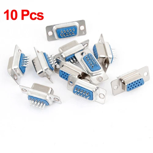 Solder Type 15 Pin D-SUB PCB Mount VGA HD15 Female Adapter Converter 10 Pcs