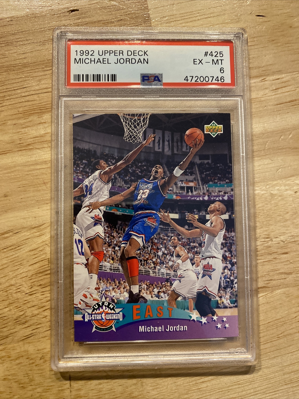 Michael Jordan PSA 6 Upper Deck 1992 Chicago Bulls Vintage Basketball Card MJ view 3