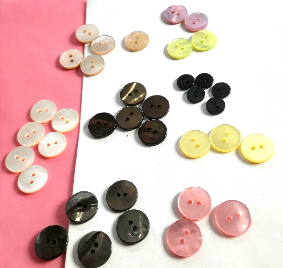 6 Edle Perlmutt Knöpfe Cleanbake 2 Loch Linse natürlich diverse Größen /Farben - Bild 3 von 4