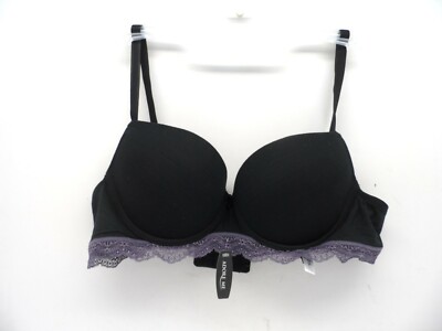 Adore Me Women's Lace Trim Pauline Push Up Bra 07586 Black Purple 32D