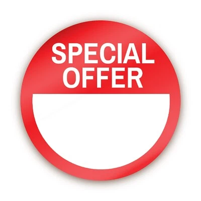 STONE MELON 144 Special Offer Sale Label / Shop Stickers - Red & White