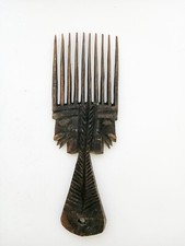 African Carved Wood Hair Comb Pick