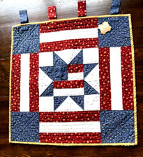 Handmade Quilted Wall Hanging 4th Of July Stars Patriotic Red White Blue Star