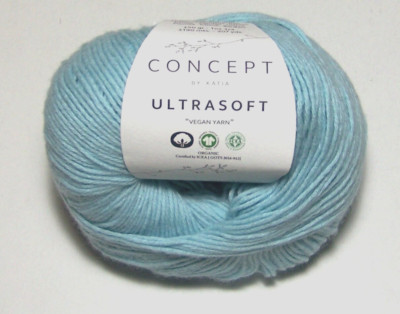 10 balls of Katia Concept ULTRASOFT 100% Cotton Certified Organic yarn #53 BLUE