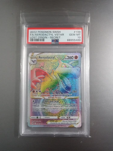 PSA 10 Gem Mint Aerodactyl VSTAR 199/196 Rainbow Secret Rare Lost Origin Pokémon