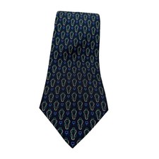 Burberrys Mens Vintage Silk Tie Navy Blue Equestrian Rope Bit Pattern TB26 
