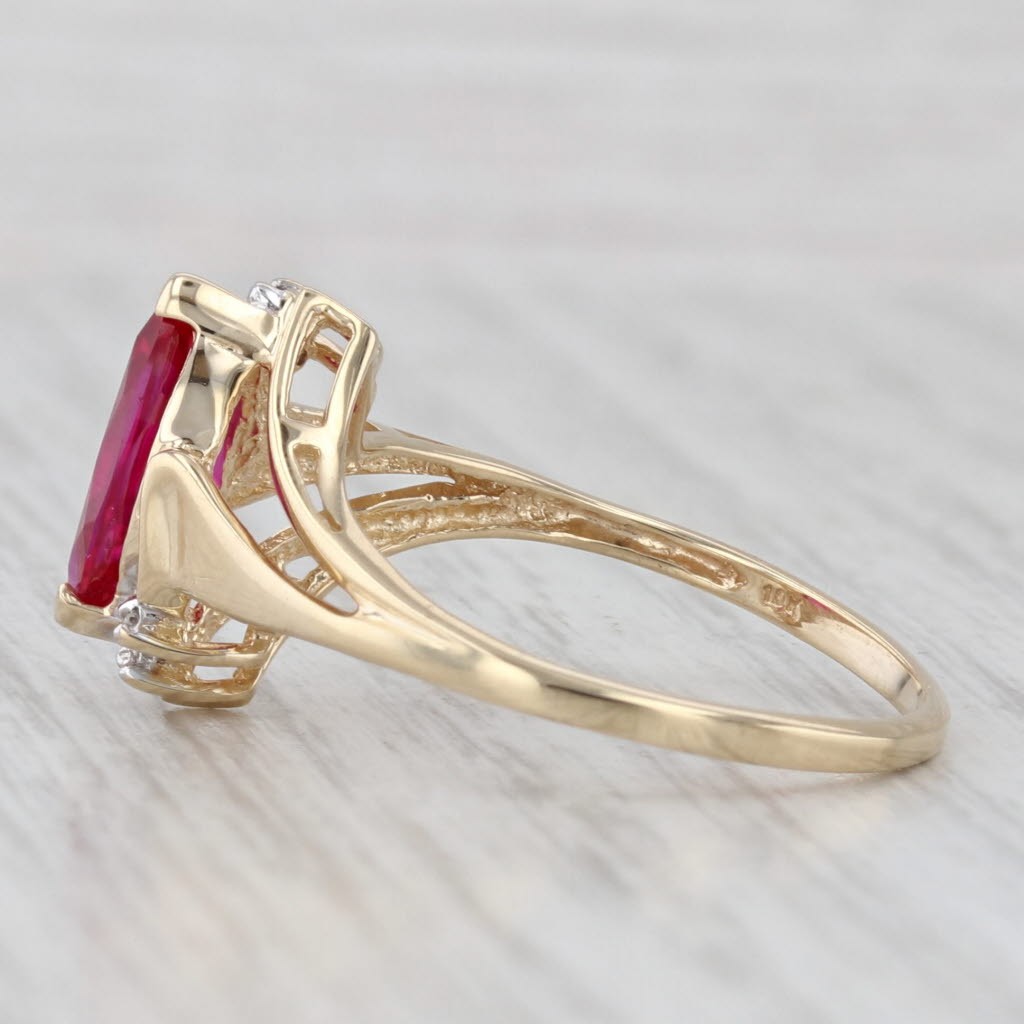 1.48ct Lab Created Ruby Ring 10k Yellow Gold Size… - image 3