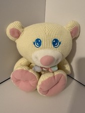 1994 Fisher-Price Cozies Cream Bear Waffle Plush 10  Vintage Bow