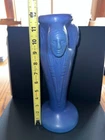 Van Briggle Pottery Indian Head Vase Blue Glaze 12" Signed