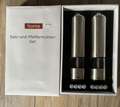 HOME elektr. Pfeffer u Salz Mühle, Set, batteriebetr., Edelstahl *** Neu OVP ***