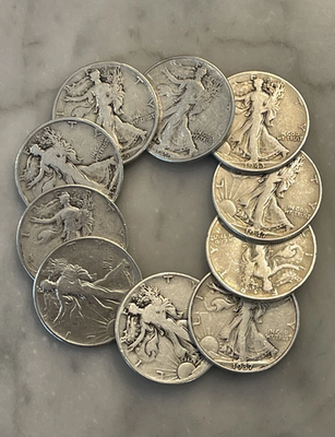 #ad Lot of 5 Walking Liberty Half DolIar 90% Siver Choose How Many Lots of 5 $70.07