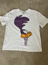 Zara Women's Roadrunner Looney Tunes Glitter Graphic T Shirt Boxy Fit Medium