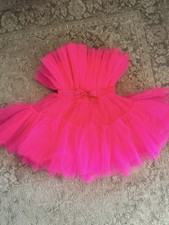 Womens Pink Sleeveless Tutu Dress with Bow and Zipper Size S