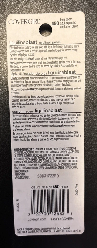 RARE CoverGirl Liquiline Blast Eyeliner #450 BLUE BOOM New Sealed Discontinued - Image 2 of 2
