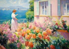 Impressionist Garden Wall Art Poster - Vibrant Floral Scene Home Decor