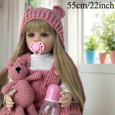 22'' Lifelike Reborn Baby Doll Full Body Silicone Girl Toddler Bath Toy Present