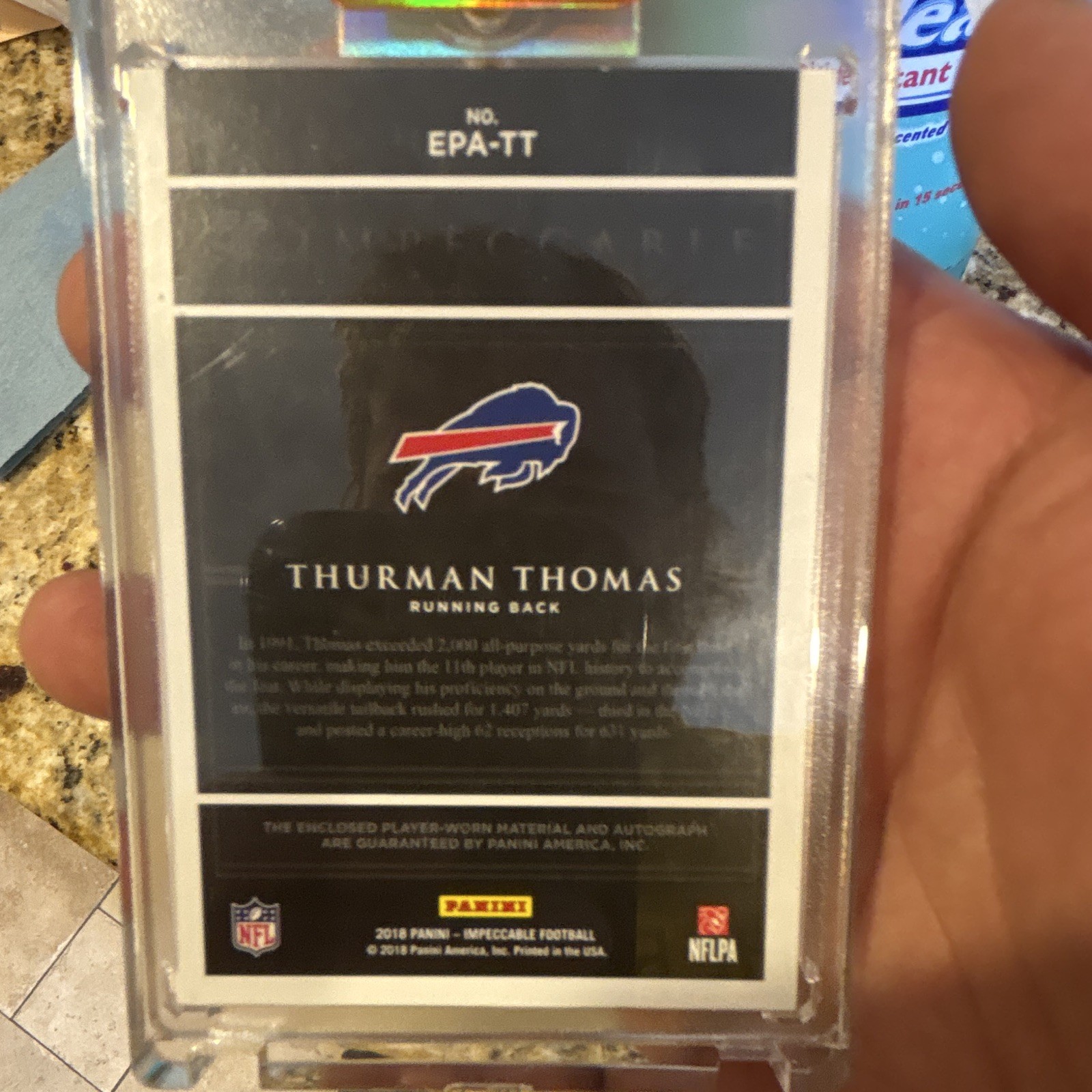 Panini 2018 Impeccable Thurman Thomas Extravagance Patch Auto #EPA-TT /25 view 2