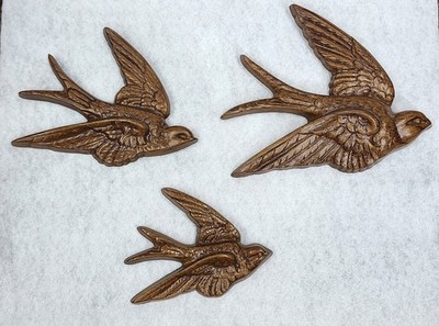 1983 Made In USA Burwood Flying Sparrows Birds 3-D Wall Decor Set of 3 Plastic 