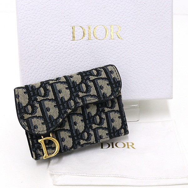 Dior Saddle Bloom Card Holder in Beige with Gold-Tone Hardware