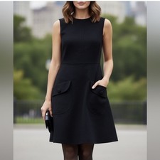 Red Valentino Fit Flare Sleeveless Black Pocket Knee Length Dress IT 44 US M 8