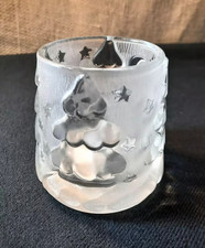 Vintage Votive Candle Holder With Christmas Trees And Stars By Crystal Clear