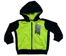NIKE Dri Fit Boy's Size 18 Months Black Green Zip Hooded Hoodie Jacket