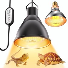 Reptile Light Fixture,7inch Deep Dome Reptile Light Fixture with 3/6/12 Timer...