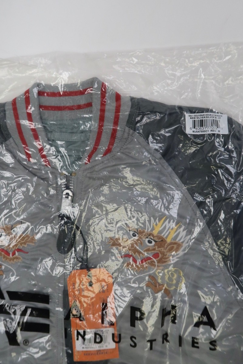 Alpha Industries MA-1 Souvenir Double Dragon Men Jacket Silver