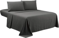 Sfoothome 4-Piece Bed Linen Set, Queen, Deep Gray, Gray-4 Pieces 
