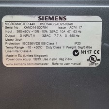 6SE6 440-2AD23-0BA0 | Siemens | Micromaster AC Drive 3AC 3kW, Used (UPP)