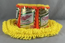 Vintage 1970’s Miller High Life Beer Can Crocheted Hat Yellow & Orange Crochet