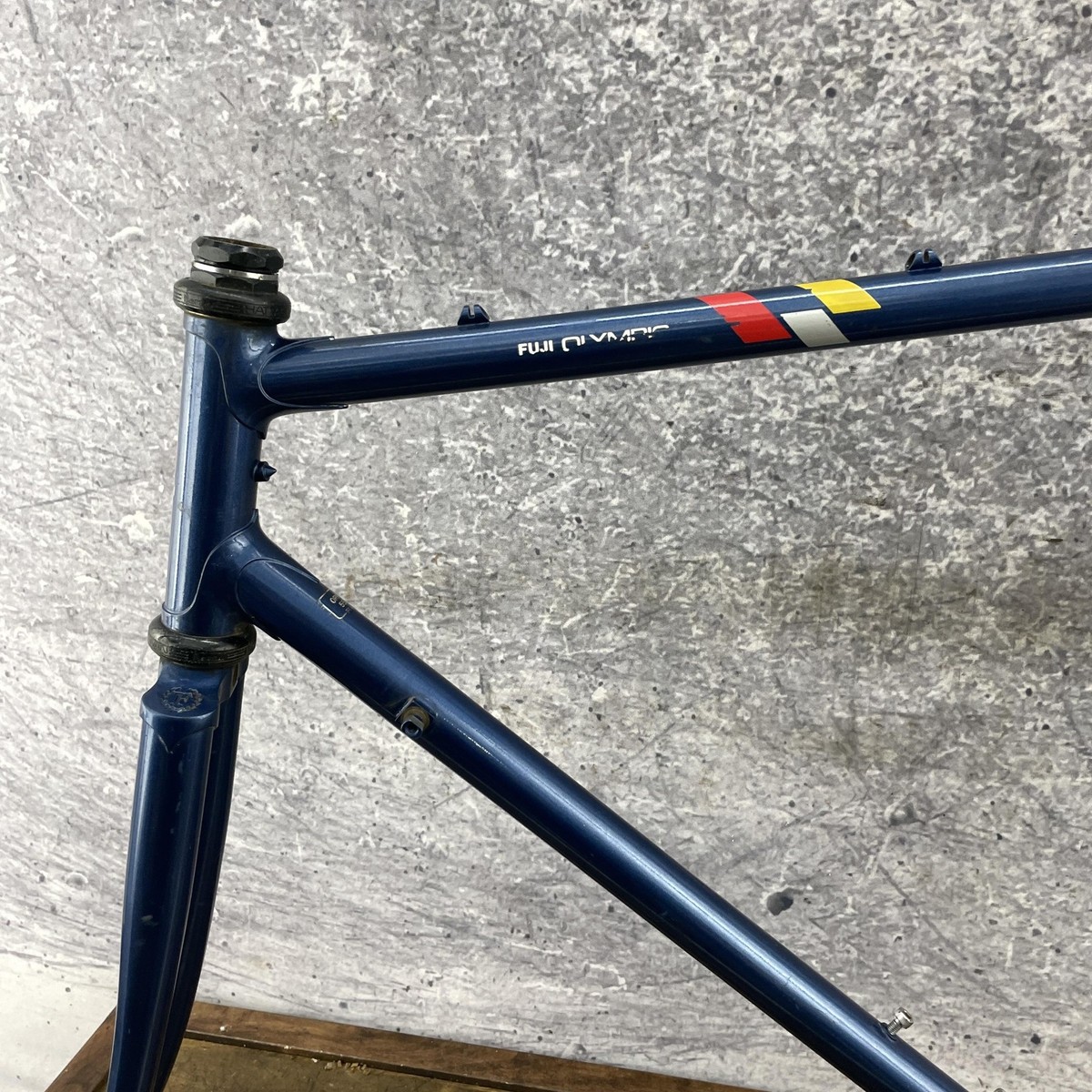 Vintage Fuji Olympic SS Road Bike Frame Set 55 cm Blue Japan Steel