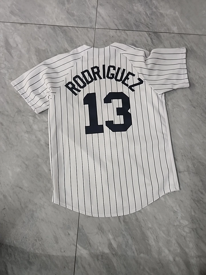 Camiseta de Colección Majestic New York Yankees Alex Rodríguez #13 MLB a Rayas Grande Foto 4 de 4