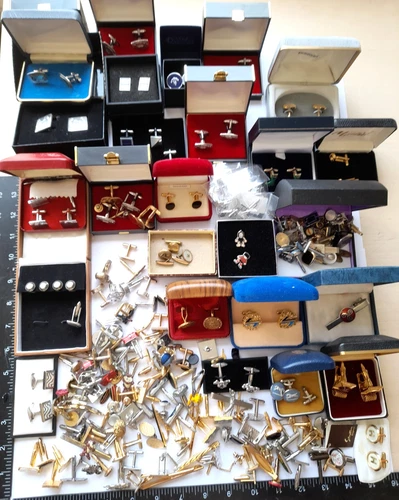 Antique 12ct Gold Front & Back Cufflinks & HUGE Cufflink JOB LOT Singles, Pairs