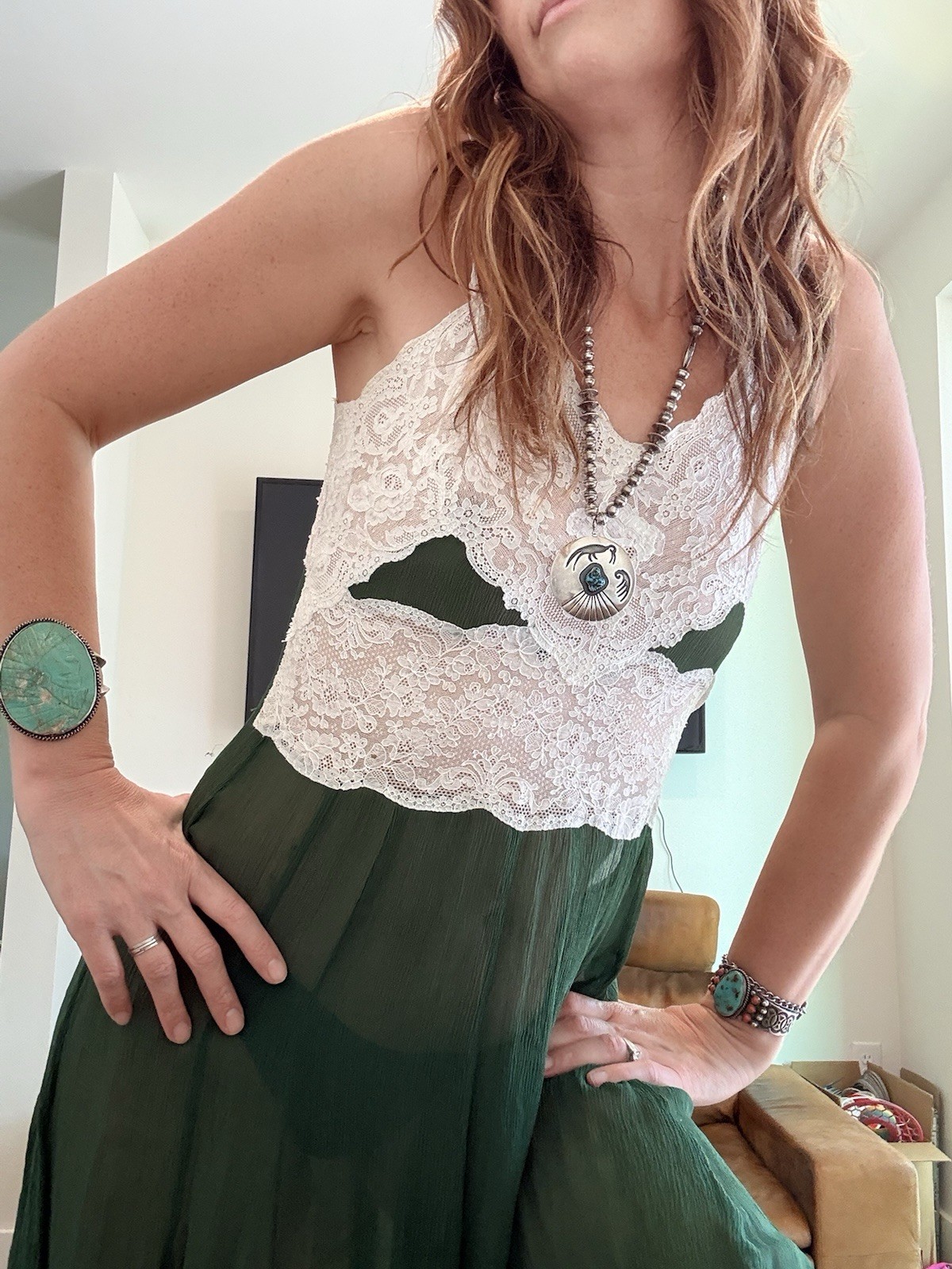 Vintage 1930s Emerald Green Silk Chiffon Lace Gown Bias Cut Sheer Slip Dress S M image 6