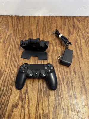 Sony PlayStation 4 OEM DualShock 4 Controller (Black, CUH-ZCT2U) With Charger.