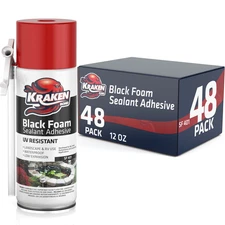 Kraken Bond Black Foam Sealant - Waterfall & Landscape, 12oz 48 Pack - Straw Use