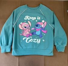 Disney Stitch  Angel Girls Teal Fleece Pullover Sweatshirt M 7-8 