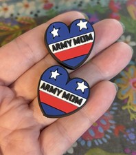 2 Piece ARMY MOM Heart Shaped Silicone Focal Beads DIY Jewelry Pens NEW