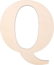 12 Inch Unfinished Wooden Letter Q for DIY Wall Decor and Crafts