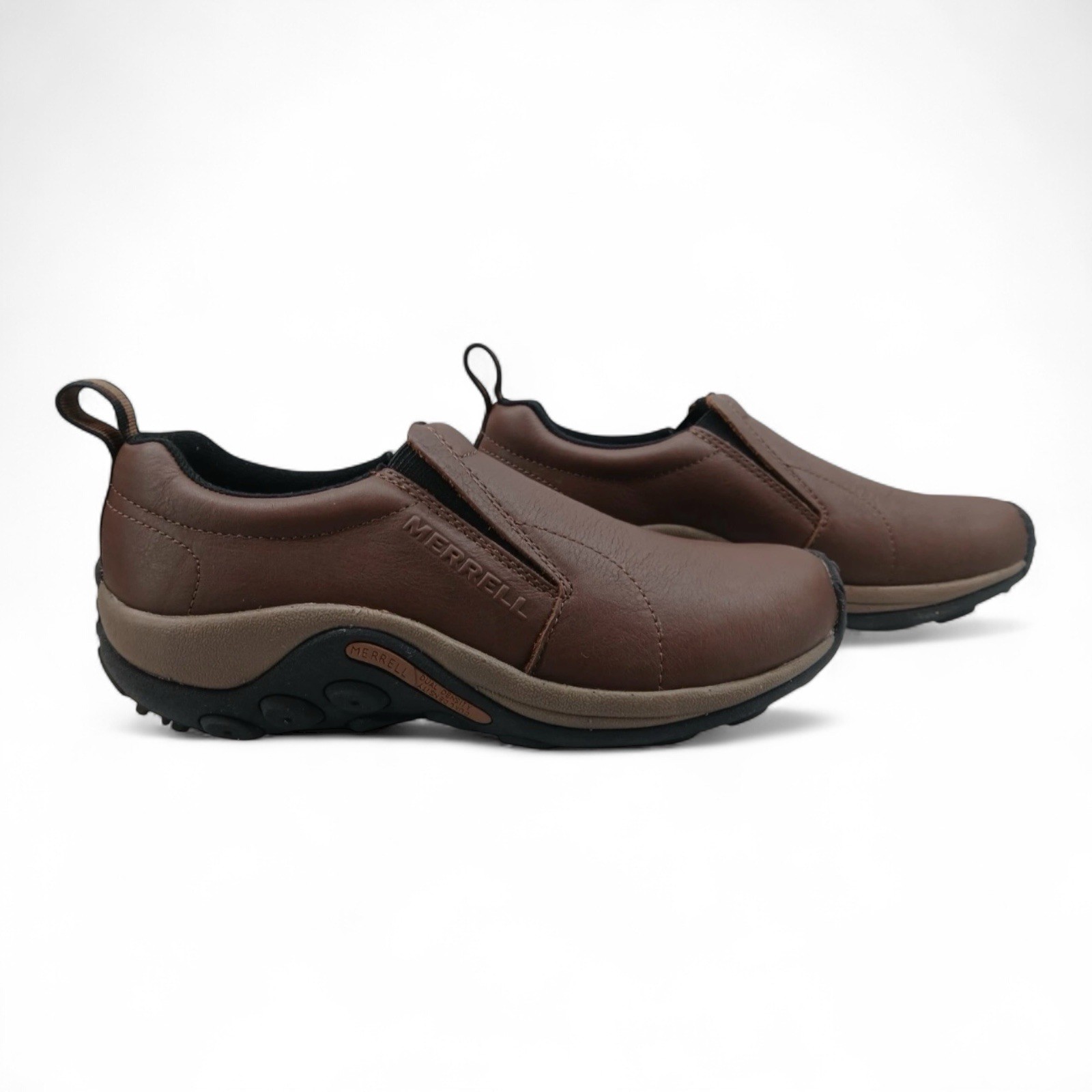 Merrell Jungle Moc scarpe in pelle marrone da uomo taglia 7 5 casual slip on con scatola 3259