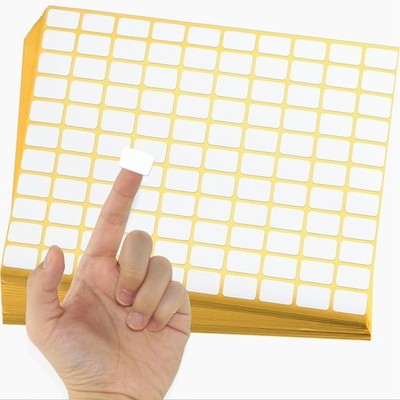 Pack of 4950, 45 Sheet White Rectangle Labels Small Blank 0.5*0.75inch, Gold 