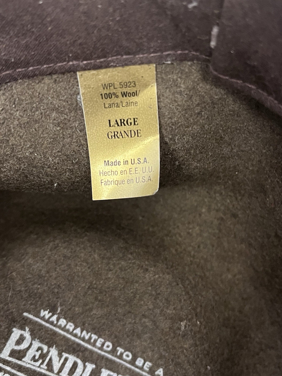 Pendleton Wool Fedora Brown AB202-71036 Size Larg… - image 6