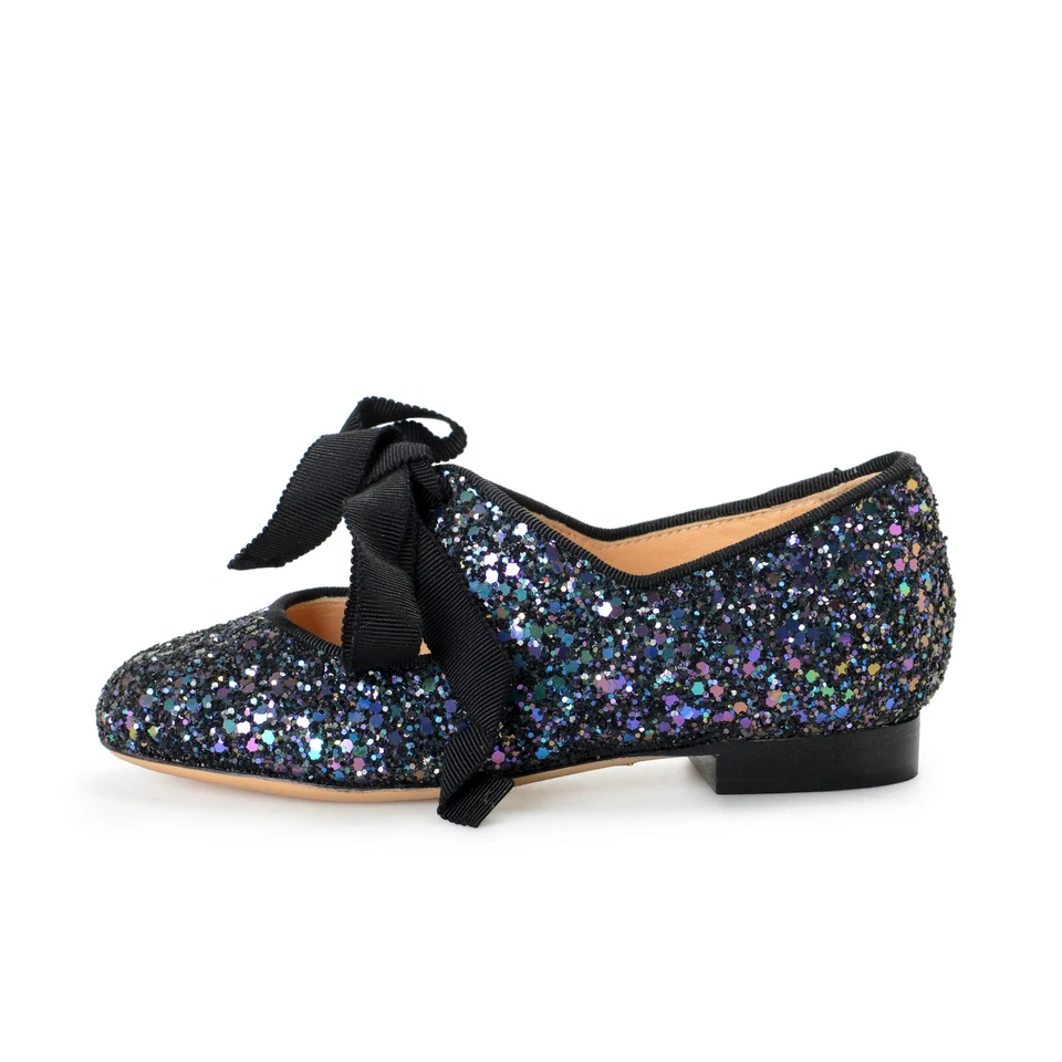 Charlotte Olympia Niñas INCY OLIVIA Medianoche Brillo Cuero Ballet Zapatos Planos Foto 2 de 4